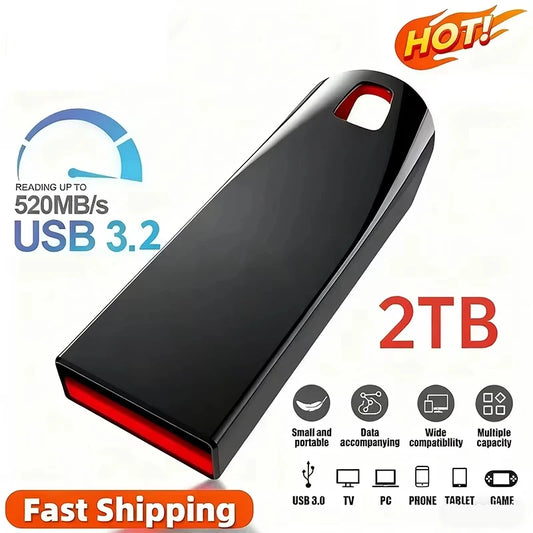 2TB USB 3.2 Metal Flash Drives High Speed Pendrive 1TB Portable USB Drive Waterproof Memoria USB Flash Disk Upgraded New