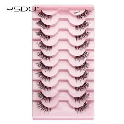 YSDO 5/10 Pairs Half Lashes Cat Eyelashes Soft Natural Clear Band False Lashes Natural Wispy Faux 3d Mink Eyelashes Makeup Tools