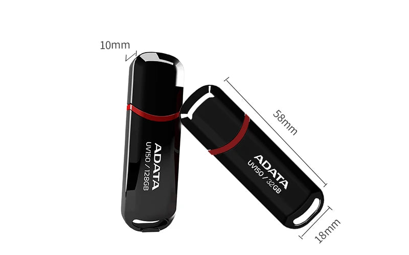 ADATA UV150 USB3.2 High-speed Flash Drive Plug And Play Easy Portable USB Flash Drive Black 256GB 128GB 64GB 32GB