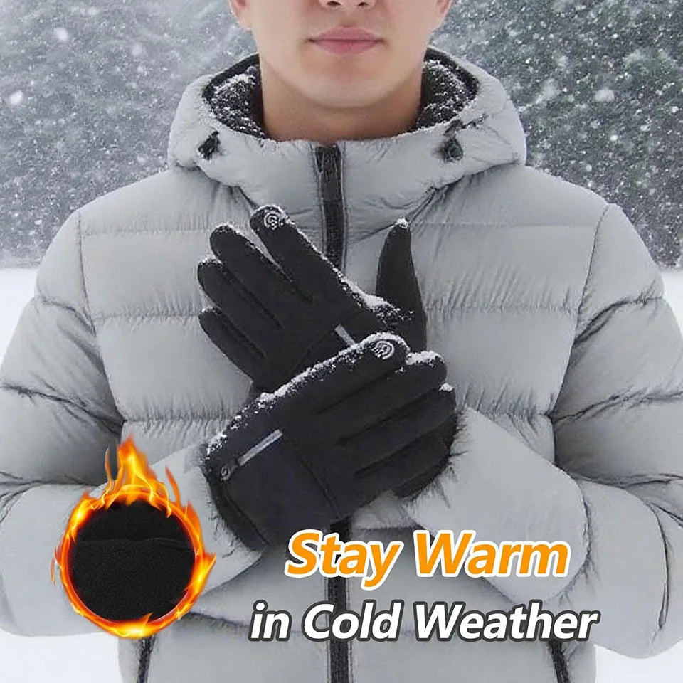GTUBIKE Winter Warm Gloves for Outdoor Cycling Skiing Thickened Cold-Resistant Gloves Waterproof Touch Screen Camping Equipment