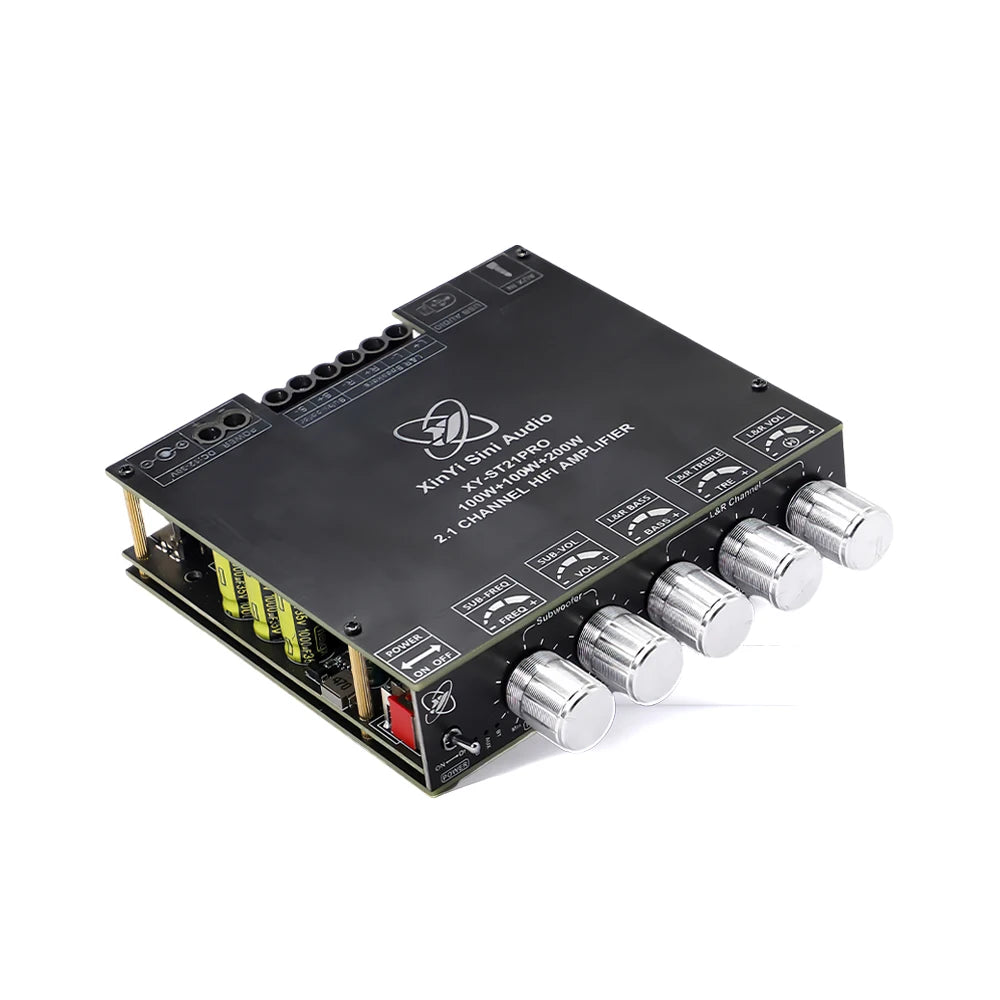 ST21PRO TPA3221 Bluetooth 5.0 2.1 Channel Power Audio Stereo Subwoofer Amplifier Board 100WX2+200W Treble and Bass Tuning AMP