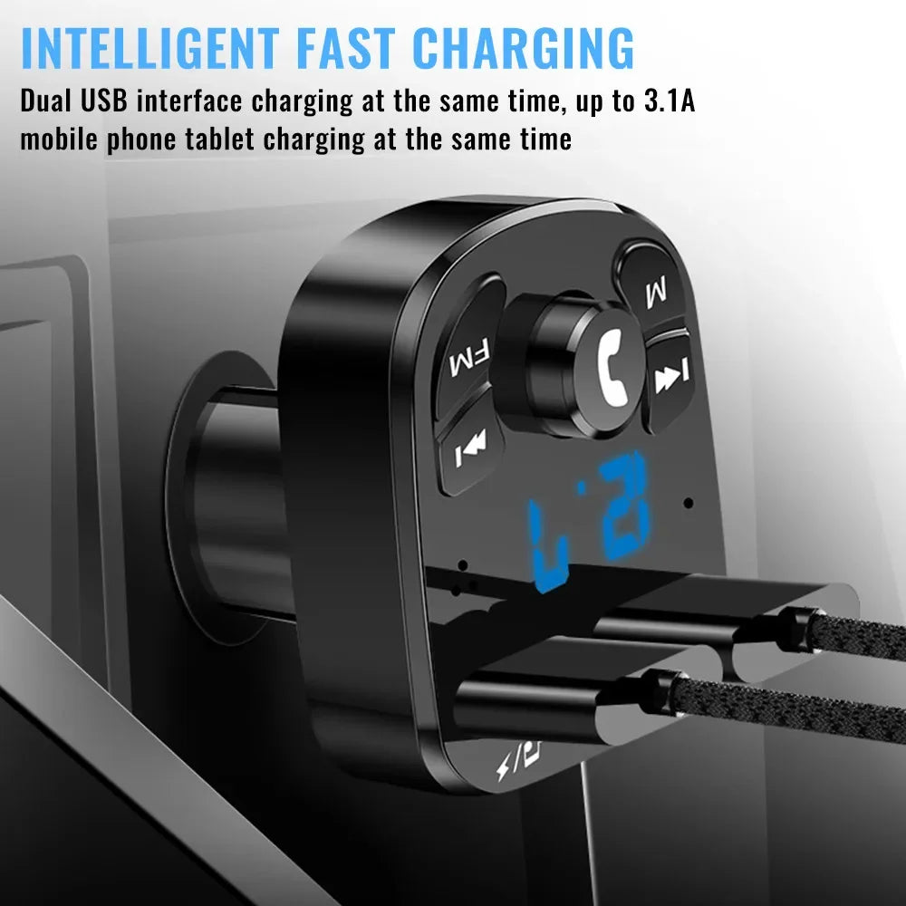 Bluetooth 5.0 Fm Transmitter Car Wireless Fm Radio Modulator Car Kit Dual USB Car Charger Adapters FM Transmitter Receiver