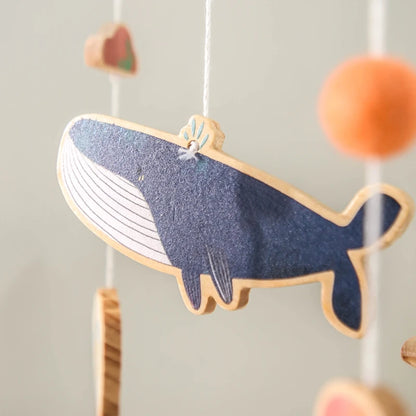 Newborn Baby Rattles Toys, 0-12 Months Soft Felt Whale Bed Bell Infant Mobile Crib Hanging Musical Carousel Toy, Boys Girls Gift