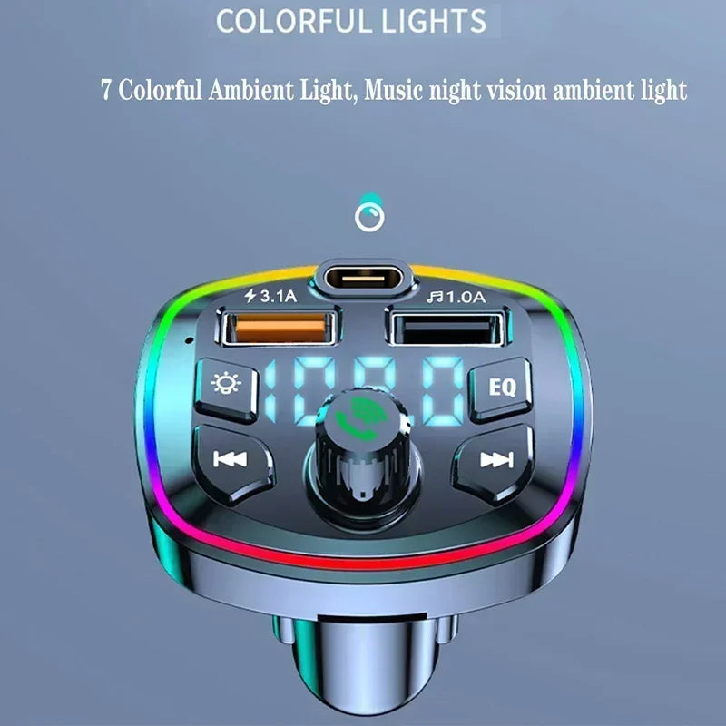 3.1A USB PD Fast Charging Car Charger FM Transmitter Bluetooth 5.0 Audio Receiver MP3 Music Player TF Card Quick Charge Adapter