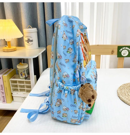 Cute Large Capacity Capybara Backpack, Cartoon Breathable Student Schoolbag, Nylon Ultra-light Book Bag, Back to school Girl
