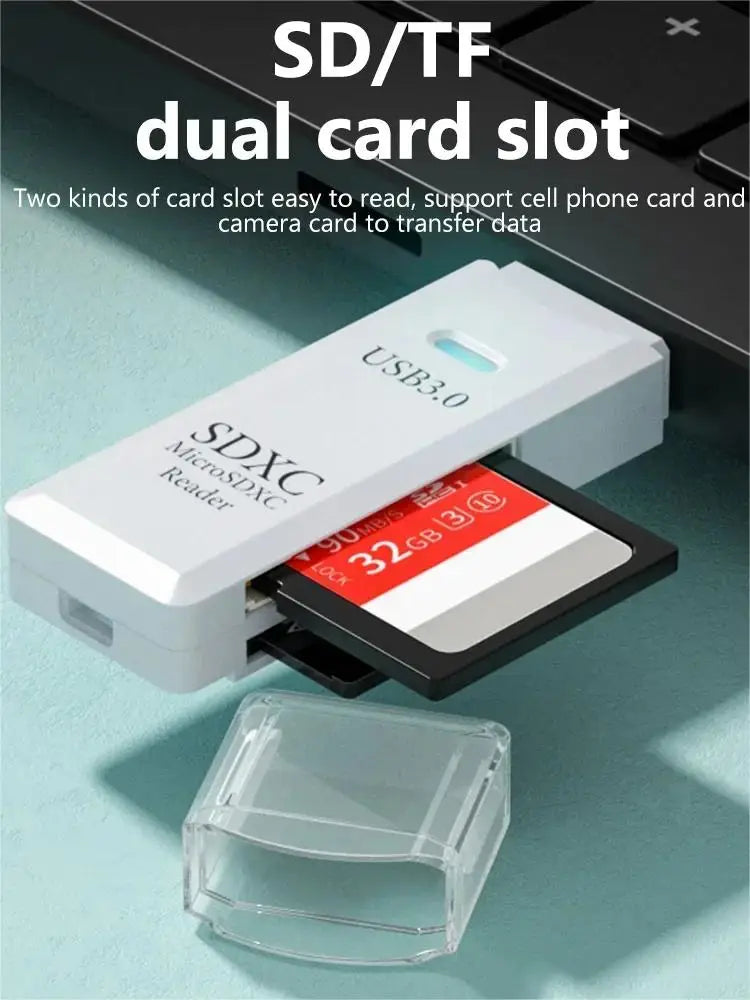2-in-1 Multi-Functional USB 3.0 Card Reader Micro SD TF Memory Card Reader USB Flash Drive Card Reader Adapter for PC Laptops Accessories
