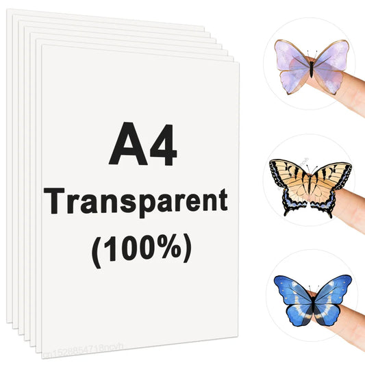 100% Transparent Printable Vinyl Sticker Paper A4 Vinyl Printing Paper for Inkjet Printer DIY Label Sticker Self-Adhesive Paper
