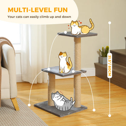 Cat tree, Cat Tower for Indoor Cats, 2 Styles Cat Activity Tree with Cat Scratching Posts, Big Hammock and Removable Top Perch Grey