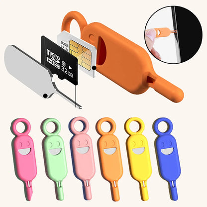 2 IN 1 SIM Card Removal Needle Pin with Protector Holder Anti-Lost Phone SIM Cards Storage Case Tray Ejector Needle Opener