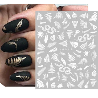 3d Nail Art Decals Tropical Palm Leaves Flowers Laces Faces Adhesive Sliders Nail Stickers Decoration For Nail Manicure