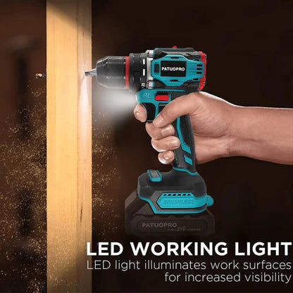 10mm Cordless Brushless Electric Drill, 2-Speed Metal Chuck Screwdriver, Home DIY Tool For Makita 18V Battery (No Battery), PATUOPRO