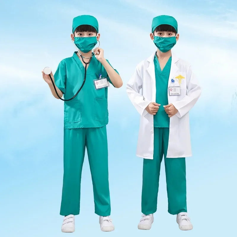 Children's, Men's, and Women's Retro Dance Clothes, Children's White Lab Coat, and Small Doctor's Surgical Clothes. Cosplay Costumes