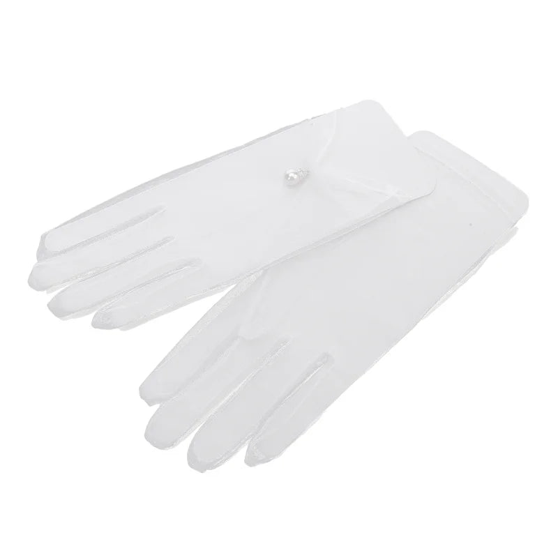 Sexy Transparent Black White Mesh Tulle Glove, Spring Summer Thin Short Glove, Party Dancing Dress Wedding Glove, Lolita New