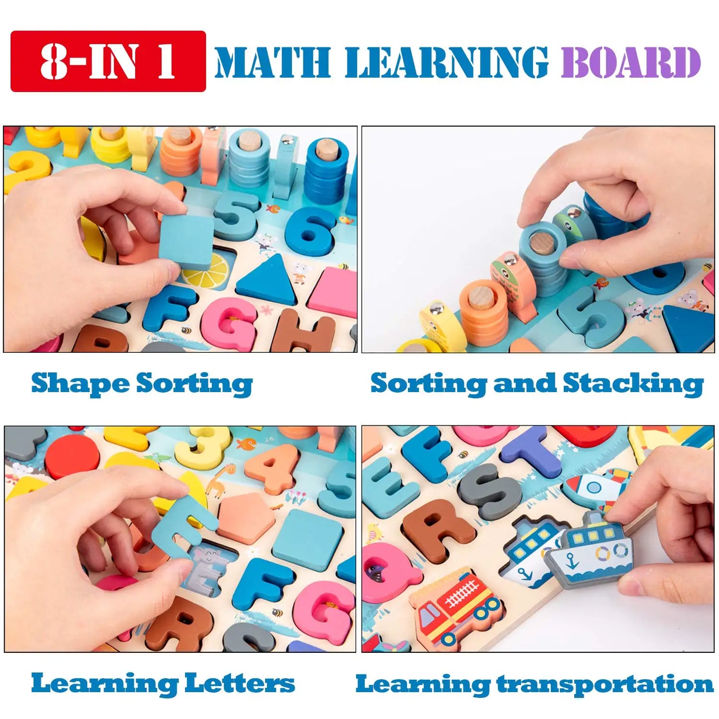 Juguetes Montessori de madera para niños, tablero ocupado, animales, matemáticas, pesca, números a juego, forma digital, juguetes educativos para niños, regalos