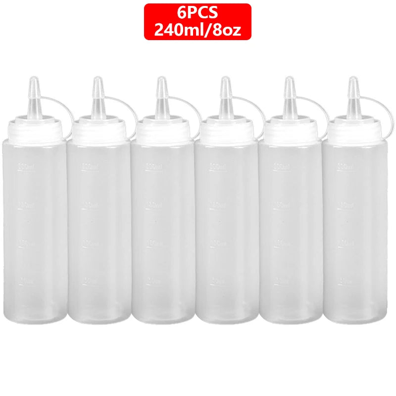 Squeeze Condiment Bottles with On Cap Squeeze Sauce Bottles Olive Oil Bottles Ketchup Mustard Dispensers Kitchen Accessories
