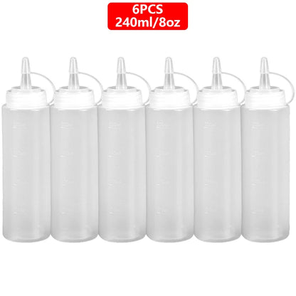 Squeeze Condiment Bottles with On Cap Squeeze Sauce Bottles Olive Oil Bottles Ketchup Mustard Dispensers Kitchen Accessories