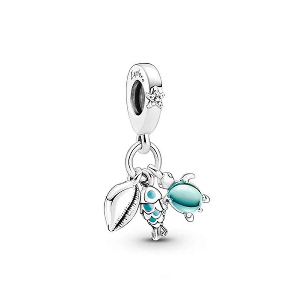 New Hot Selling Blue Pentagram, Butterfly Bead Turtle, Fish Pendant Suitable for European Original Bracelet DIY Exquisite Jewelry