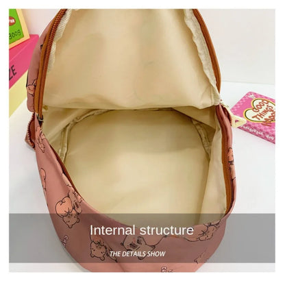 Cute Large Capacity Capybara Backpack, Cartoon Breathable Student Schoolbag, Nylon Ultra-light Book Bag, Back to school Girl