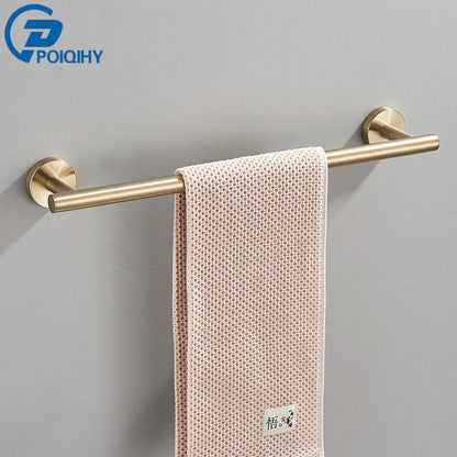 Brushed Gold Bathroom Accessories Towel Bar Bath Robe Hook Bathroom Hardware Set Shelf for Towels Paper Tissue Holder