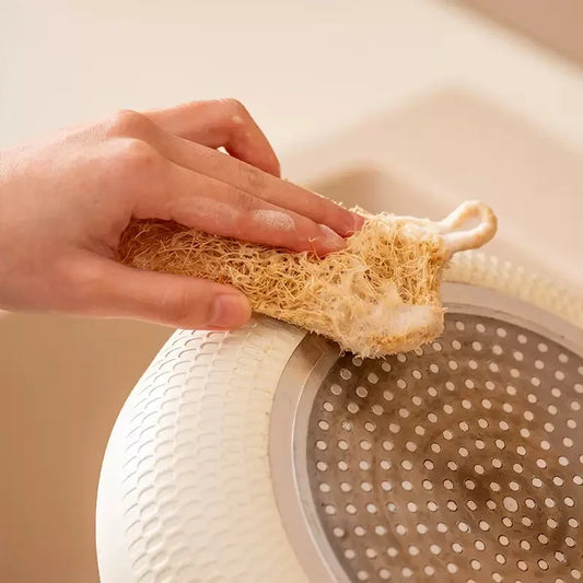 10PCS/5PCS/1PC - Double layer natural loofah sponge for kitchen cleaning, biodegradable, suitable for kitchen cleaning
