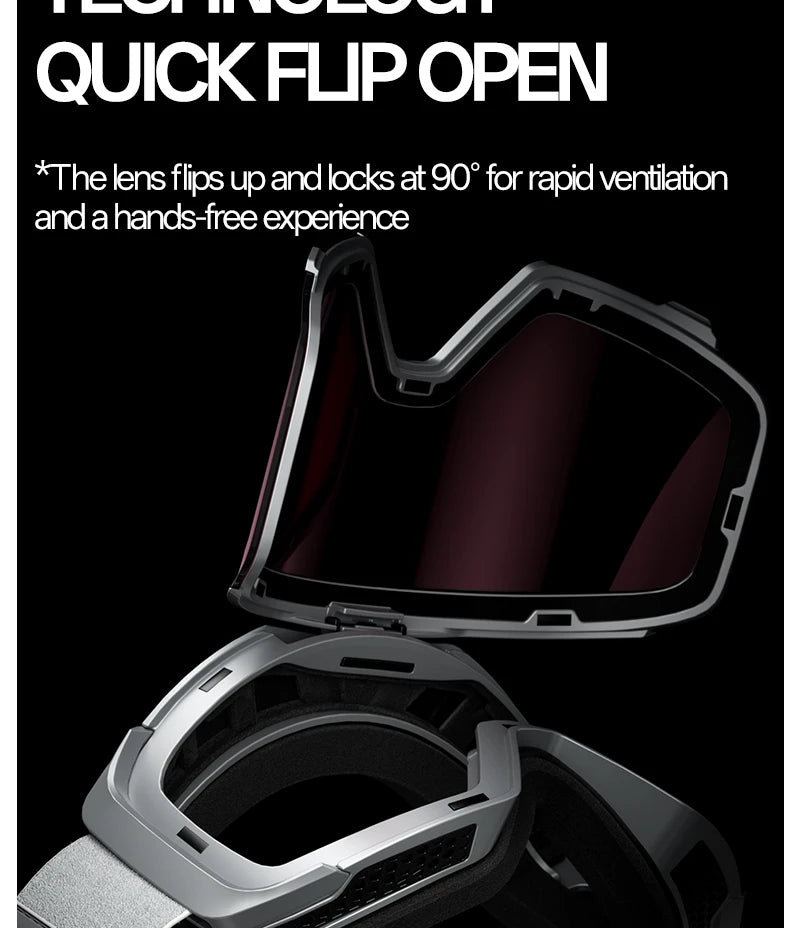Kapvoe Flip Over Magnetic Snow Goggles Photochromic Ski Men Snowmobile Anti-Fog Snowboard Goggles Women Ski Equipment UV400