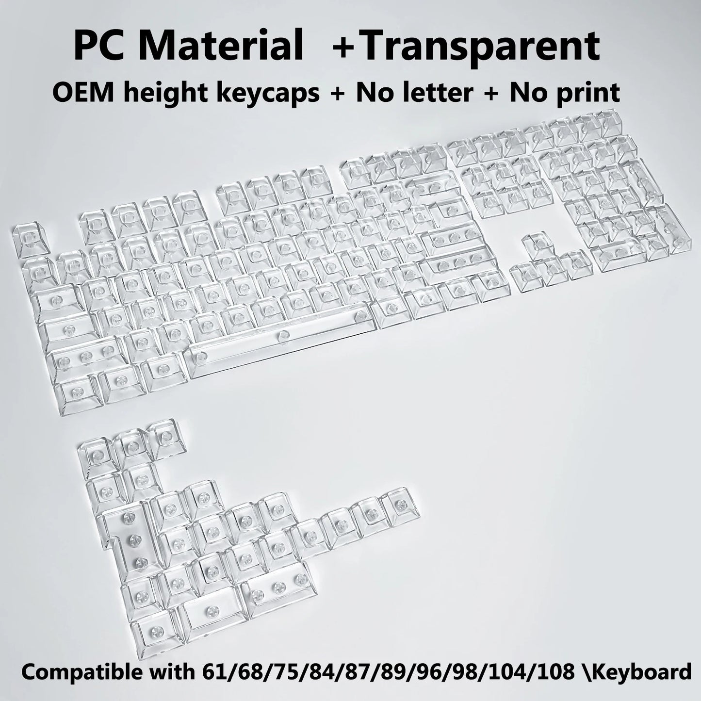 Full Sets Transparent Keycaps for Mechanical Keyboard Front/Side/None Print RGB Backlit Full/Misty Transparent Keycap 130+ Key