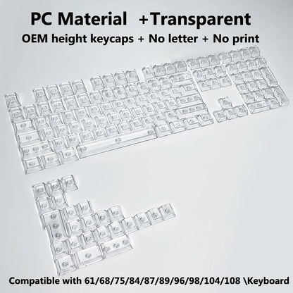 Full Sets Transparent Keycaps for Mechanical Keyboard Front/Side/None Print RGB Backlit Full/Misty Transparent Keycap 130+ Key