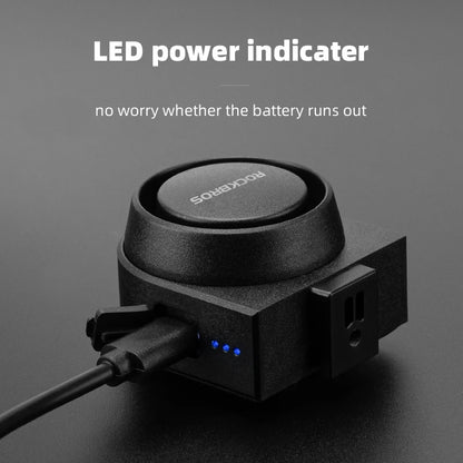 ROCKBROS Bicycle Bell Type-C Vibration Anti-Theft Electric Bike Alarm Horn with Wireless Remote Control Security Alarm System