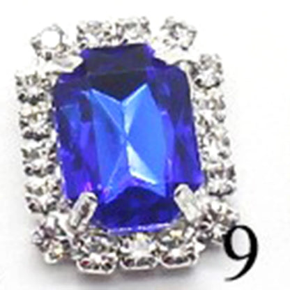 10Pcs, 15*20mm Metal Rectangle Rhinestone Sewing Accessories, DIY Clothing Hair Jewelry Decorative Accessories