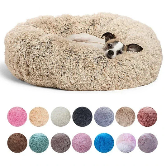 40-90cm Round Pet Bed for Large Dog, Super Soft Cat Bed, Long Plush Dog House for Medium Dog, Winter Warm Sleeping