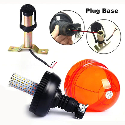 JALN7 LED Beacon Warning Signal Light Tractor Amber for J-Deer Rotating Flash Strobe Lamp Forestry with Base Bracket Pole
