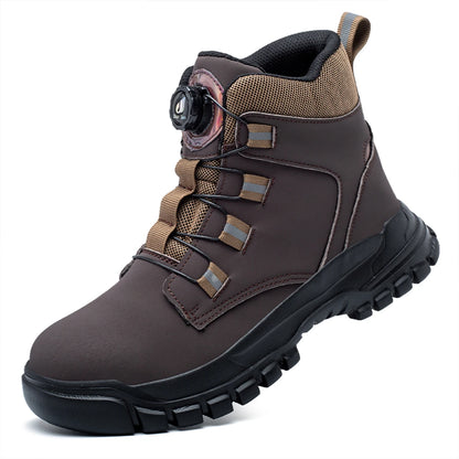 Rotating Button Work Shoes for Men Anti Puncture Work Sneakers Waterproof Work Safety Shoes Non Slip Steel Toe Tactical Boots