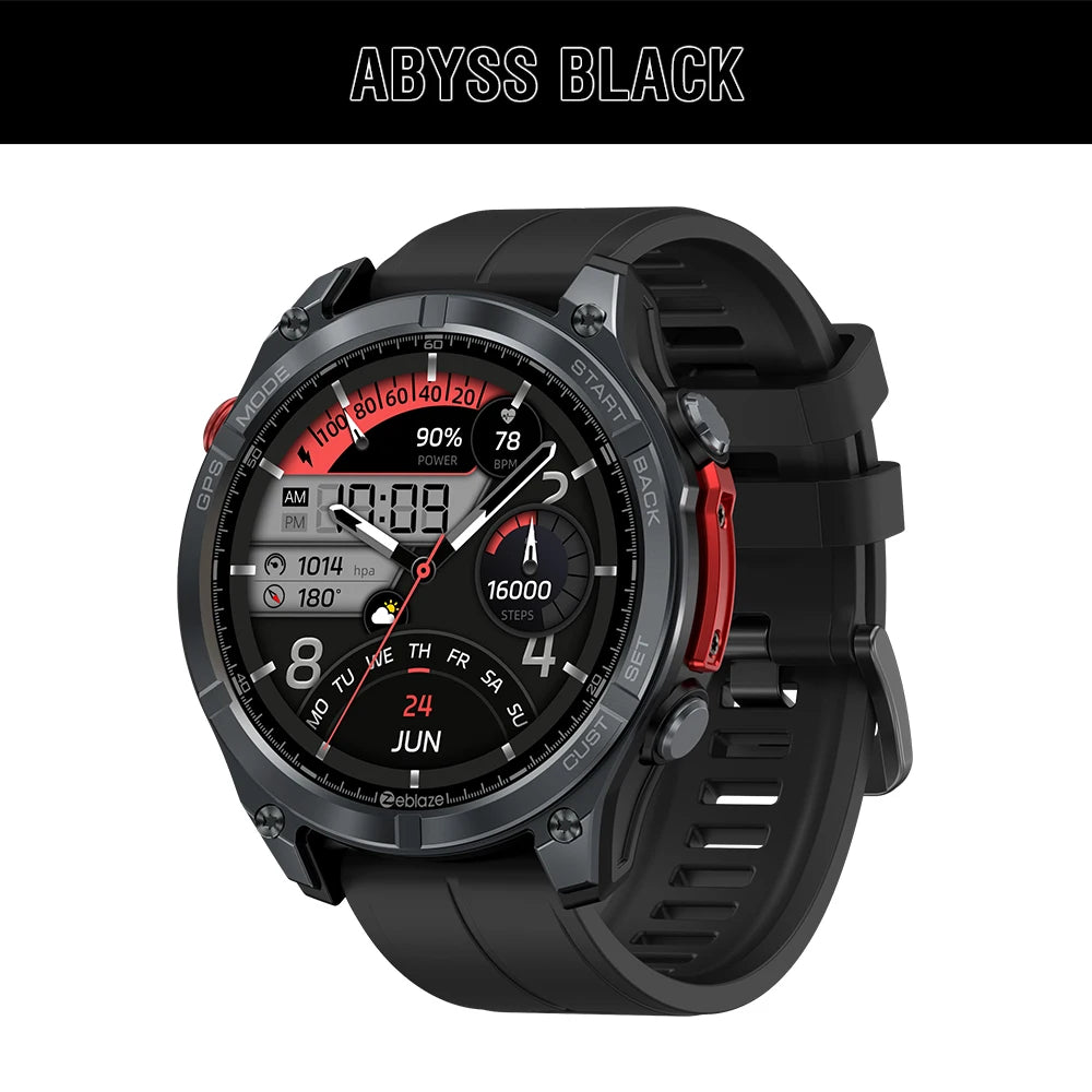 NEW Zeblaze Stratos 4 GPS Smartwatch, 1.43" AMOLED Screen Compass Barometric Altimeter Flashlight Voice Calling Smart Watch