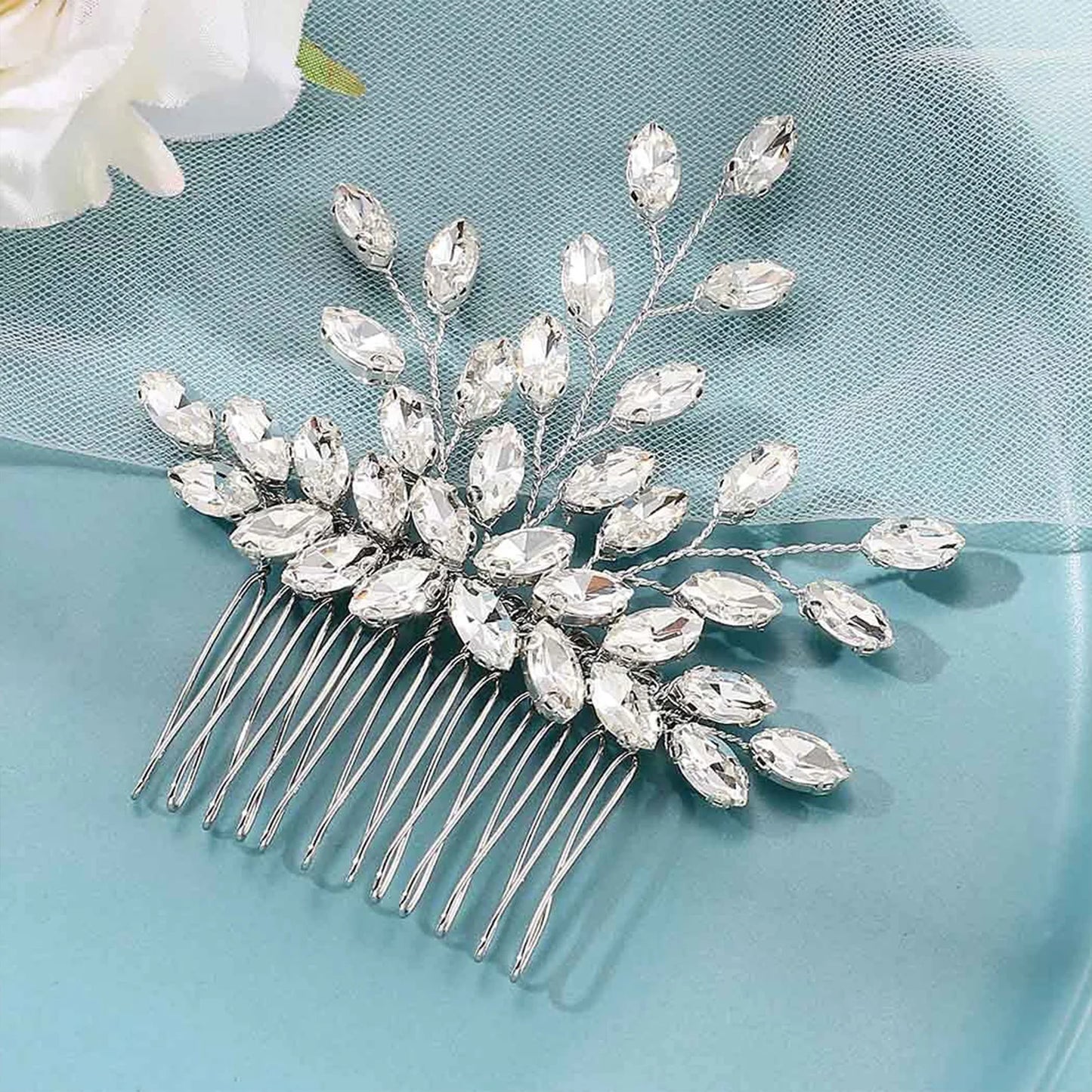 Crystal Pearl Hair Comb Clip Pin Alloy Leaf Hair Comb Handmade Headband Tiara For Women Bride Wedding Hair Accessories Jewelry