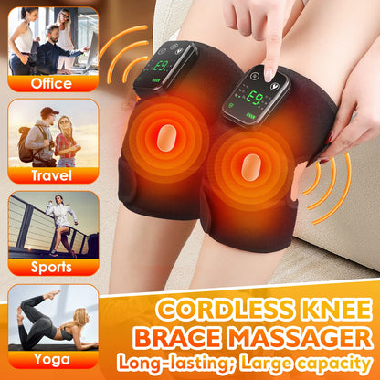 Thermal Knee Massager 3-in-1 Shoulder, Knee, and Elbow Heating Massage Support Brace Rechargeable Vibration Pad Machine Muscle Relaxer