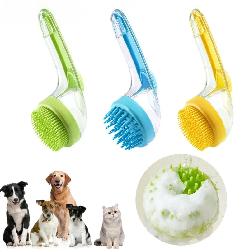 Long Handle Dog Cleaning Brush Soft Silicone Pet Bathing Brush Pet Grooming Comb for Cats Dogs Cat Massage Brush Pet Supplies