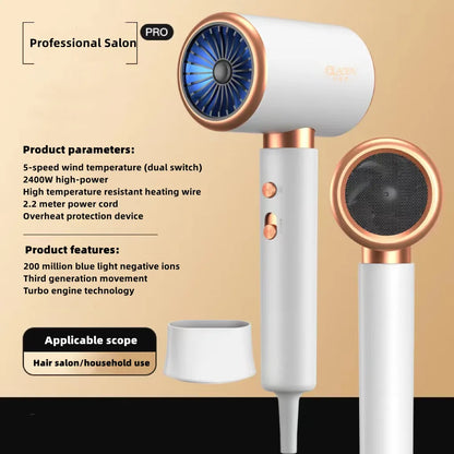 New Generation High-Speed Hair Dryer 2400W High-Power Blue Light Negative Ion Ultra Silent Recommended For Home Hair Salons