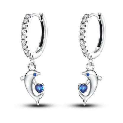 925 Sterling Silver Moon Universe Starry Sky Series Charm Earrings Women Blue Shiny Zircon Daily Wear Jewelry