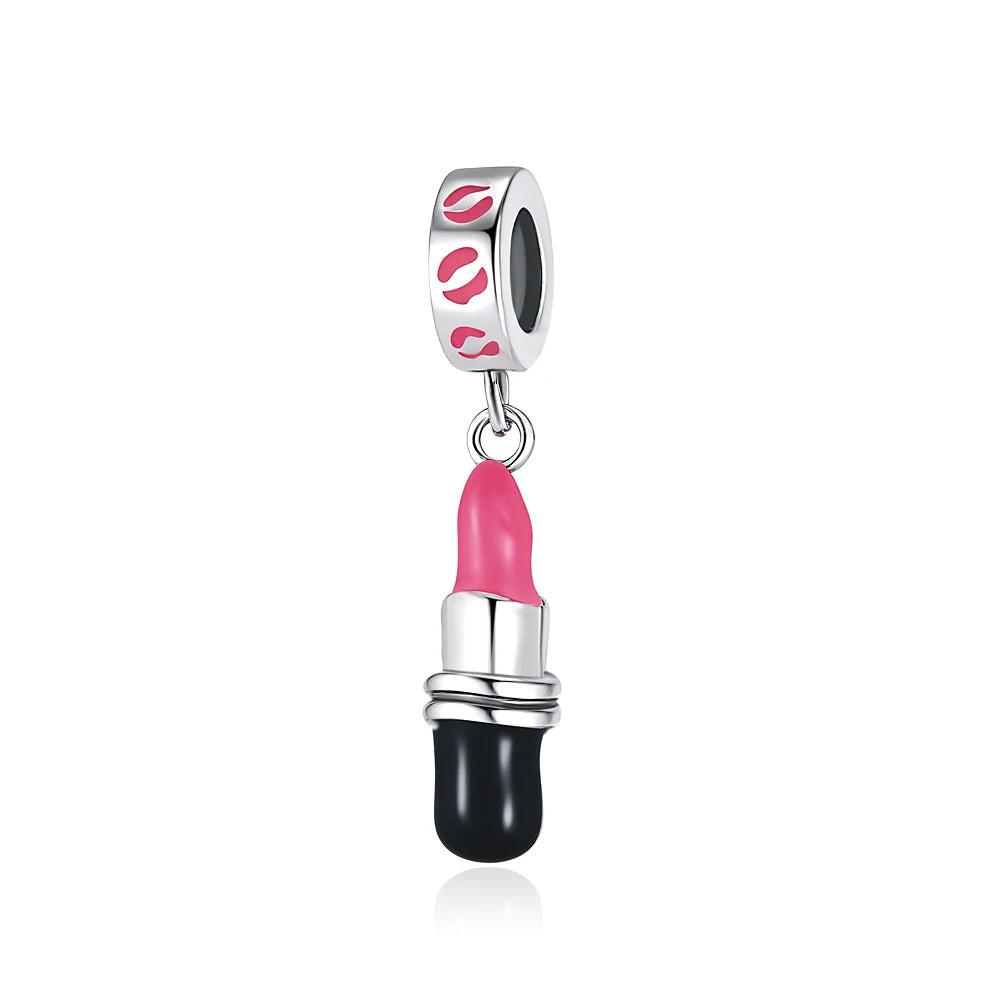 Pink Bead Bag Perfume Lipstick high heels Pendant fit Original Bracelet Accessories DIY Jewelry Women 925Silver Gift Trunk Charm