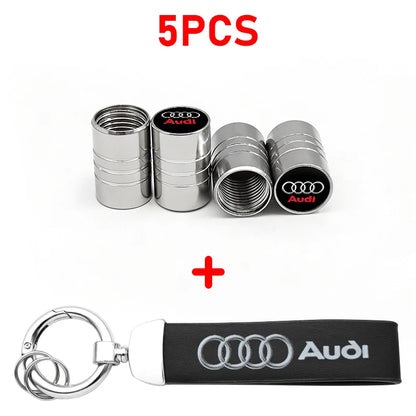 Anti-Rust Car Tire Valve Stem Caps Suede Keychain For Audi Sline A3 A1 A4 A6 B8 A5 B7 C7 A7 A8 B9 B6 C6 R Auto Wheel Accessories