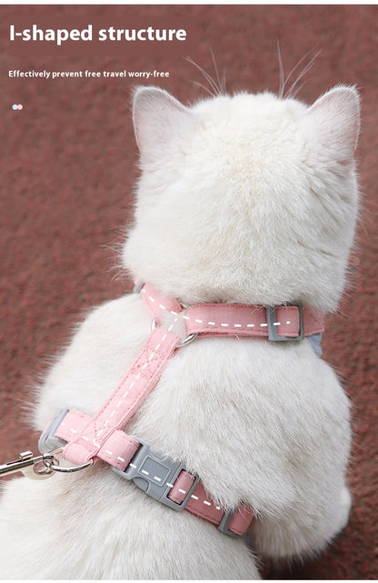 Escape Proof Cat Harness with Leash, Adjustable Soft Vest, Pet Walking Set for Outdoor, Kitty Safety No Pull Comfort Design