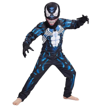 Boys Girls Superhero Costume Movie Characters Cosplay Jumpsuit with Halloween Mask Party Cosplay Outfit for Holiday Dress Up