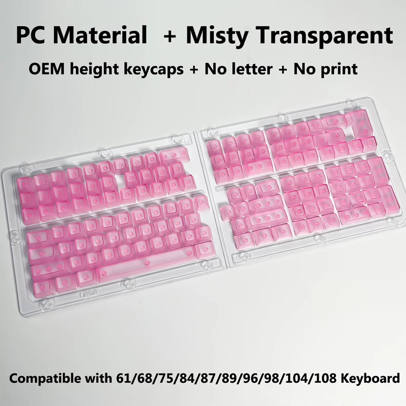 Full Sets Transparent Keycaps for Mechanical Keyboard Front/Side/None Print RGB Backlit Full/Misty Transparent Keycap 130+ Key