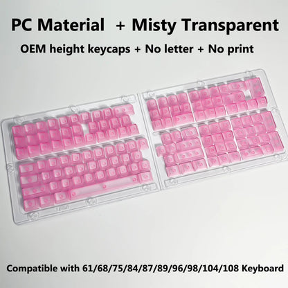 Full Sets Transparent Keycaps for Mechanical Keyboard Front/Side/None Print RGB Backlit Full/Misty Transparent Keycap 130+ Key