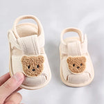 Cute Bear Soft-Soled Comfortable Sandals for Infants and Toddlers, Baotou Anti-Kick First Walker Shoes, 0-18 Months