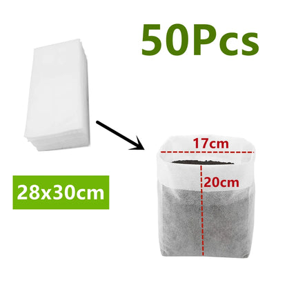 Seedling Bags 50 Pack Degradable Non-Woven Nursery Bags Fabric Seedling Grow Bags Plant Pouch for Garden Agricultural Supply