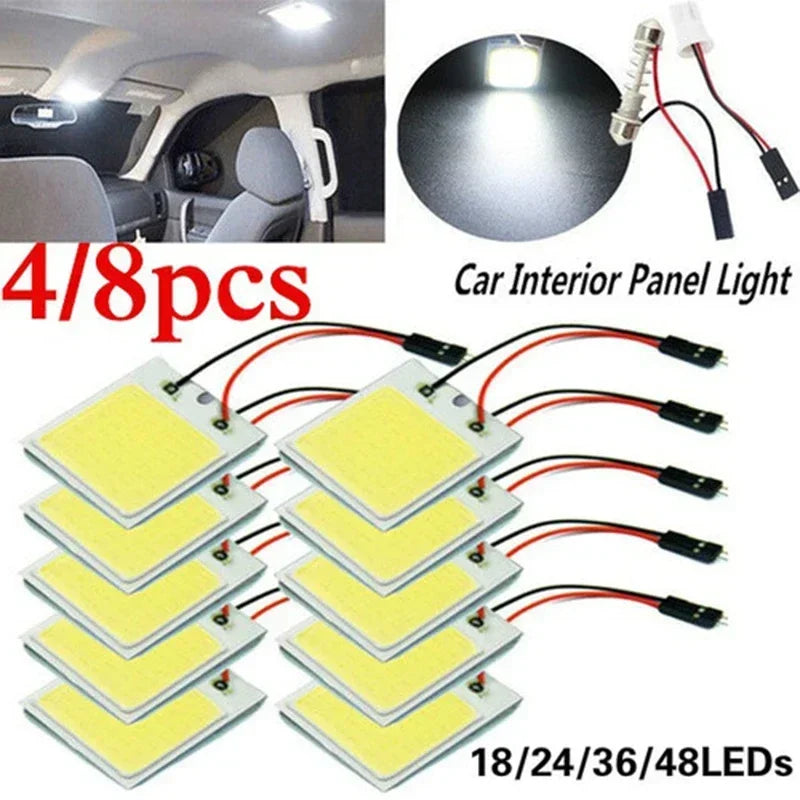 4Pcs, Car Interior Accessories, 18/24/48 SMD T10 4W 12V COB, Car Interior Panel LED Lights Lamp Bulb, Car Dome Light Car Panel