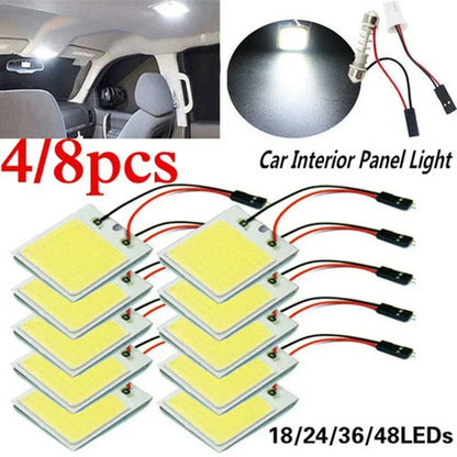 4Pcs, Car Interior Accessories, 18/24/48 SMD T10 4W 12V COB, Car Interior Panel LED Lights Lamp Bulb, Car Dome Light Car Panel