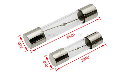 10PCS, 5*20/6*30MM Slow-Blow Glass Tube Fuse, T0.5A 1A 1.25A 1.5A 1.6A 2A 2.5A 3.15A 4A 5A 6.3A 7A 8A 10A 15A 20A Time-Delay Fuses