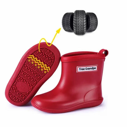 Kids Rain Boots Girls Boys Rainboots Anti-Slip Children Baby Rain Shoes PVC Waterproof Mid-Calf Water Shoes Soft Rubber